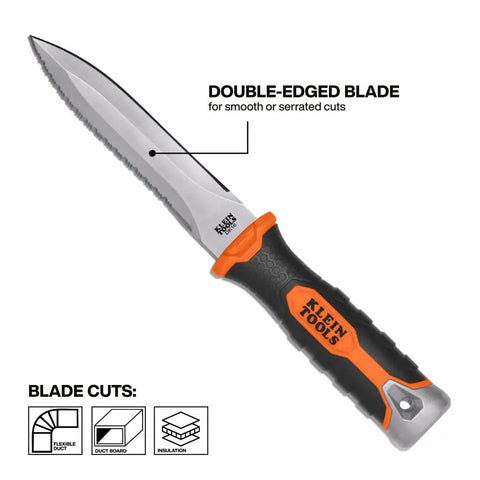 Double Edged Duct Knife With Serrated Stainless Steel Blade For Duct Board And Insulation, Heavy Duty Fixed Blade