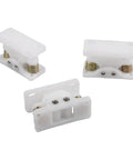 Spring Loaded Double Roller Door Lock Catch Clamp Stop With Secure Grip White For RV Camper Caravan And Motorboat Interior Doors 3 Pack Easy Clamp And Release For Moving Vehicles showcasing three white locking mechanisms