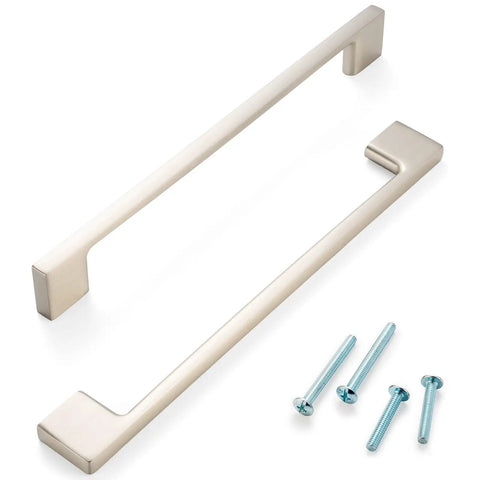 Five Pack 7.5 Inch Hole Center Brushed Nickel Cabinet Pulls Satin Nickel Handles and screws, durable rust resistant metal