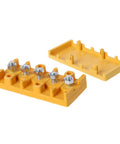 Bright Yellow 3-Wire E-Bike Motor Phase Wire Connector Junction Box For Controllers, Battery Cables, And Terminal Blocks open view