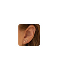 Hypoallergenic Flat Back Earrings For Women 14K Gold Plated Mini Stud Set Of 3 Pairs Featuring Star Moon Sun Shapes Flat Back Cartilage Helix Piercing Jewelry Includes 4mm And 5mm Sizes For Daily Mix And Match, worn on ear