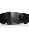 RX V4A 5.2 Channel AV Receiver With MusicCast for dope home theater setup, featuring front view, black finish, HDMI 2.1 ports visible.