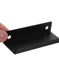 Person holding 80mm Matte Black Aluminum Finger Pull Drawer Handle No Drill Hidden Cabinet Pull For Kitchen Closet Doors And Drawers