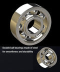 Rugged Heavy Duty Swivel Casters With M12 Threaded Studs Dead Silent Pu Wheels Secure Locking Brakes Built To Roll Easy Under Hefty Furniture And Equipment Carts In A 4 Pack showcasing double ball bearings made of steel.