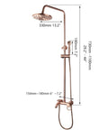 Shower System With 8 Inch Rainfall Head And 3 Function Wall Mounted Copper Shower Fixture Antique Brass Mixer Valve And Handheld