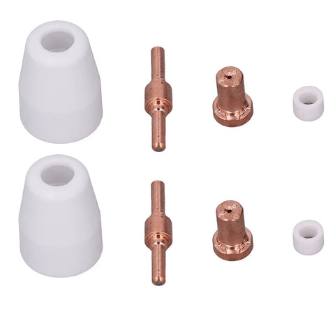 Check Out This Sick 110 Piece Plasma Cutter Consumable Kit With Ceramic Cups Electrodes And Nozzles Perfect Fit For Cut40 50 Torches, includes ceramic cups and copper electrodes.