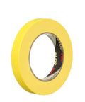 Bright yellow roll of Pro Grade Industrial Masking Tape 18 mm by 55 m, strong holding for precise edges in automotive projects.