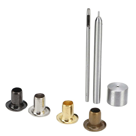 All In One Mini Grommet Kit For Do It Yourself Projects 800 Multi Color Eyelets in Gold, Silver, Bronze, Gunmetal with 3 tools