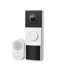 Hella Crisp 2K Wireless Smart Video Doorbell With Built In Chime, showing sleek design and 160 degree ultra wide angle lens.