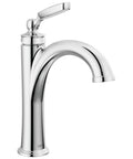 Front view of a Woodhurst Chrome Bathroom Faucet For 1 Or 3 Hole Sinks No Fuss Deck Plate Vanity Faucet With Push Pop Drain Assembly