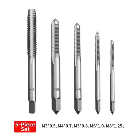 Get This Sweet Hss Hand Tap And Die Set For M6 To M10 Metal Threads With Smooth Flutes Perfect For Serious DIYers And Workshop Pros Needing Solid Screw Thread Repair Tools Today. 5-piece HSS tap set for M3, M4, M5, M6, M8 metric metal threads