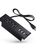 Recessed Conference Table Power Strip With USB Ports, Desktop Charging Station, 2 Outlets And 3 USB Ports, 6.5 Ft Cord shown