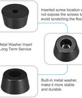Heavy Duty Rubber Feet Bumpers With Metal Washer Inserts For Furniture And Appliances D14x12xH8mm Black 20 Pack Floor Protector