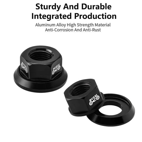 Two Pack M9.5 Three Eighths Inch Bicycle Hub Flanged Axle Nuts Aluminum 7075 Alloy Lightweight Yet Strong CNC Machined Smooth Edges Corrosion Resistant Easy Install Front And Rear Wheels