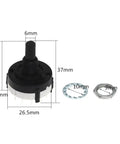 Rotary Switch Kit RS26 100Pcs Plastic 4 Pole 3 Position switch with dimensions shown, including 21mm handle for DIY electronics gear.