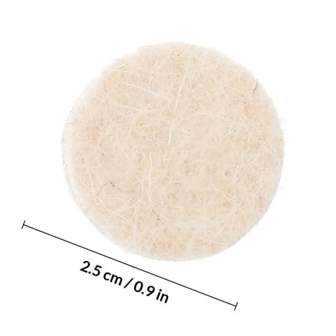 Front view of 2.5 cm 0.9 in wool felt wheel from 120 Pcs Wool Felt Polishing Wheel Set With Shank For Rotary Tools Buffing Wheels Kit.