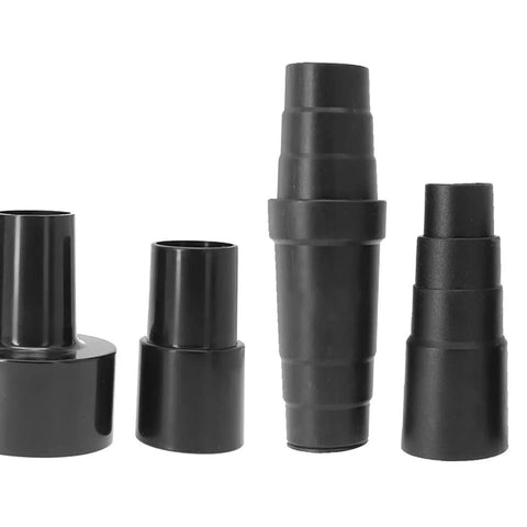 Upgrade Your Setup With This Five Piece Vacuum Hose Adapter Set, black PP connectors for dust collection systems.