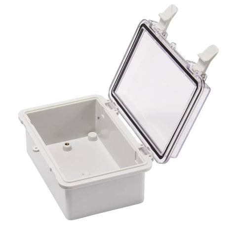Rugged Weatherproof ABS Junction Box With Hinged Clear Grey Cover IP67 Waterproof Electrical Enclosure open view