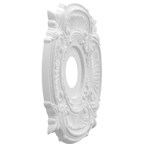Angled view of Attica Thermoformed PVC Ceiling Medallion Fits Canopies Up To Five And Five Eighths Inches, decorative pattern details