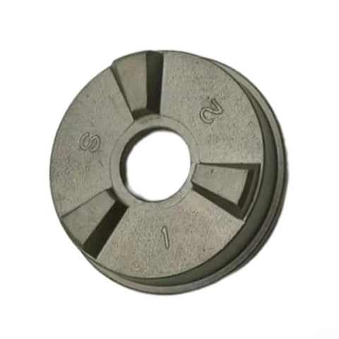 Front view: clutch cam for BFS451/DFS451 drywall screwdriver, round gray metal part