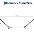 12 Ft Hammock Stand With Hooks And Chains For Two Beefy Heavy Duty Steel Frame dimensions showing overall and height in inches.