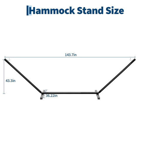 12 Ft Hammock Stand With Hooks And Chains For Two Beefy Heavy Duty Steel Frame dimensions showing overall and height in inches.