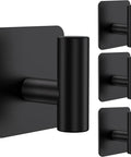 4 Pack Heavy Duty Wall Hooks Set With 26lb Max Load, Self Adhesive Stainless Steel Towel Hooks Matte Black