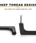 Step Up Your Game With These 10 Pack 5 Inch Matte Black Cabinet Pulls Rocking A Slick Dark Finish Perfect For Heavy Duty Drawer Handles And Cupboards Lifetime Warranty Included showing deep thread design and screw.