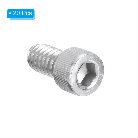 Hex Socket Cap Head Screws Set, 30 Pcs 1/4-20 X 7/8 Inch Fully Threaded Stainless Steel Bolts close-up