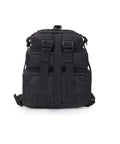 Black Outdoor Backpack For Men 40L Rucksack With Waterproof Oxford Fabric, front view with buckle detailing.
