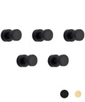 Matte black compact brass robe hook set, lightweight small towel hooks; durable wall mount, no-fall design, sleek classic style