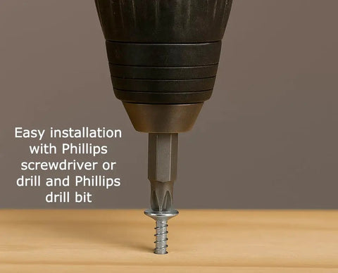 Number 8 X 1 Inch Zinc Plated Truss Head Wood Screws 100 Pack Phillips Drive Carbon Steel Fasteners in a drill.