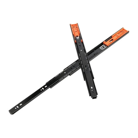 Ultra Smooth Heavy Duty Bottom Mount Drawer Slides Featuring Silent Buffer Closing Design And Fully Concealed Steel Cabinet Runners For Zero Hassle Furniture Fixes with bright orange latch