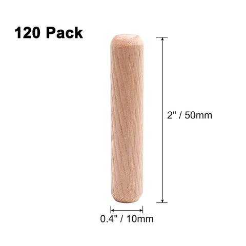 120 Pack Birch Hardwood Dowel Pins Three Eighths Inch By Two Inch Fluted Straight Grooved Wood Dowels Rods For Woodworking