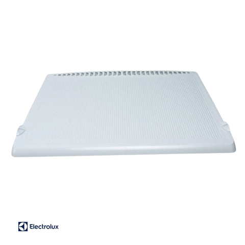 Crisper Drawer Cover For Fridges White Replacement Part 242120508 displayed flat with logo, durable kitchen upgrade piece
