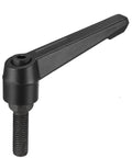 M10 X 35mm Adjustable Clamping Lever With Push Button Ratchet, Male Threaded Stud Knobs, Matte Black Finish, side view