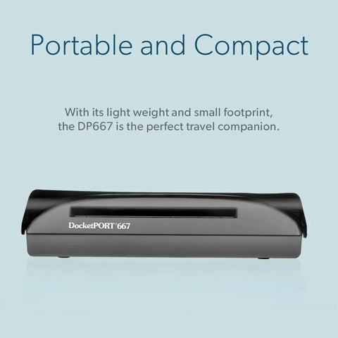 Ultra Compact Card Scanner DP667 for quick USB powered on-the-go straight to PDF scanning, size of a stapler.
