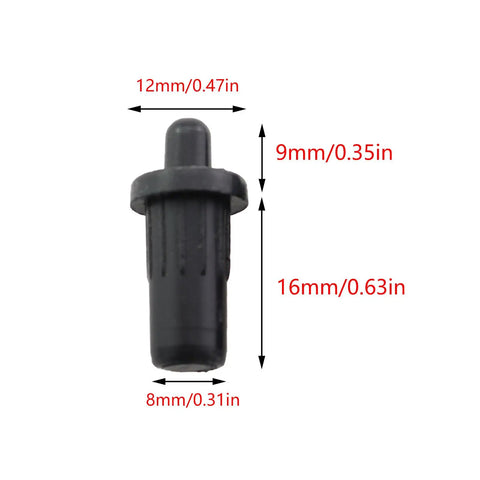 Close-up of a 25mm black spring loaded spacer pin for heavy duty furniture connectors. Top Shelf 30 Pack Of 25 Millimeter Black Spring Loaded Spacer Pins And Pivot Shafts For Heavy Duty Furniture Connectors No Fuss Cabinet Door Repair Parts Slick Telescopic Action Handled Fast.