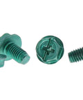Pro Grade Combination Grounding Screws For Electrical Bonding, 10-32 thread forming screws with green zinc plating, 100 pack.