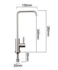 AOXHUGB Kitchen Tap Filtered Water Stainless Steel Straight Drinking Faucet for Water Purifier-Black (Brushed A) dimensions and design.
