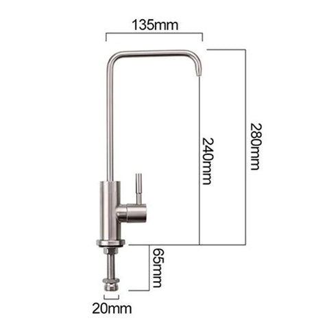 AOXHUGB Kitchen Tap Filtered Water Stainless Steel Straight Drinking Faucet for Water Purifier-Black (Brushed A) dimensions and design.