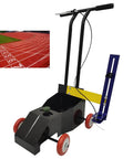 Heck Of A Multifunction Line Marking Machine That Renders Crisp Roads And Parking Lots With Zero Sweat Precision And Quick Width Tweaks For School Zones Or Garages on a black frame with red wheels for easy maneuvering.
