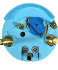 Back view of Coral Water Pressure Gauge Kit 30 PSI Two Inch Marine Instrument with connectors and blue casing.