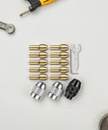 Copper Collet Chuck Set With Nut For Grinders And Drill Presses, 32 Piece Die Collet Kit displayed with tools in background