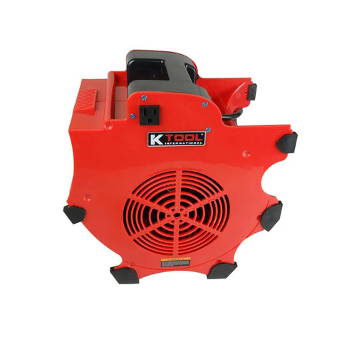 Beast Mode 3 Speed Floor Blower Fan Delivers 1200 CFM For Quick Drying And Ventilation, Heavy Duty ABS Construction, Red, side view