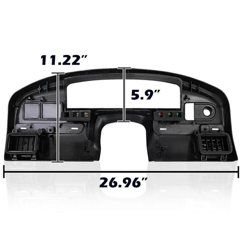 Front view of G-PLUS dashboard bezel for Ford F-Series 1992–1997; black ABS plastic