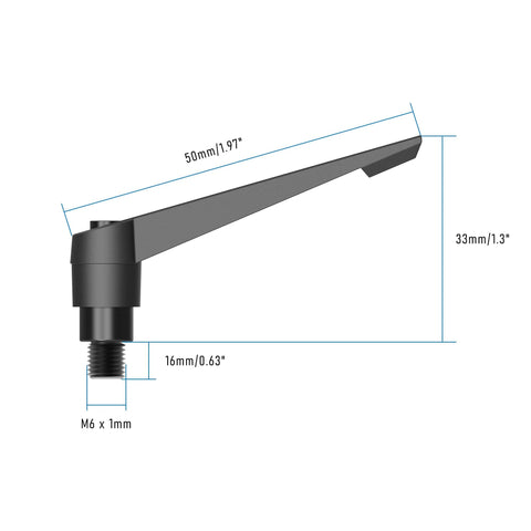 Side view of 2 Pack Clamping Lever Handles M6 x 16mm Male Thread Adjustable Quick Release Locking for lathe machinery