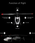 C129 V2 4 Channel RC Helicopter Easy To Fly With 6 Axis Gyro flight directions diagram with arrows indicating movement.
