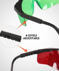 Close-up of adjustable mechanism on Hella Clear Adjustable Safety Glasses For Green Or Red Laser Alignment with dual lenses.