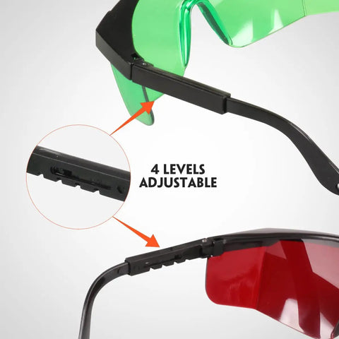 Close-up of adjustable mechanism on Hella Clear Adjustable Safety Glasses For Green Or Red Laser Alignment with dual lenses.
